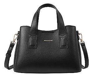 Bolsa Tote MOSSDOOM Transversal para Mulheres de Couro Preto Lisa com Zíper