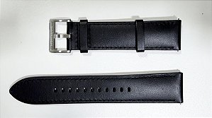 PULSEIRA COURO LISO 20/21 MM COMPLETA COM FECHO EM AÇO E PINOS FIXO NA COR PRETA ORIGINAL MONTBLANC PARA RELÓGIOS