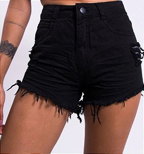 Shorts Jeans Preto Hot Pants Lady Rock - Puella Boutique