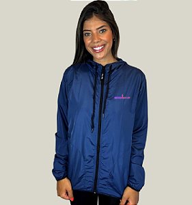 Corta Vento Feminino Azul Marinho Corrida WSS Brasil Never Give Up!