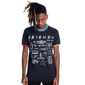 Camiseta Friends Icones PRETO G