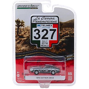 Miniatura Carro Datsun 260Z #327 (1974) La Carrera Panamericana - Série 1 - 1:64 - Greenlight