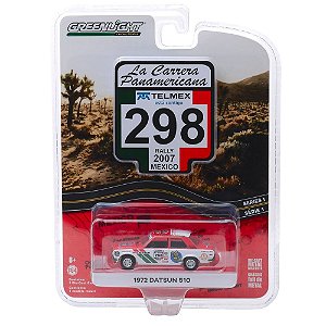 Carro Greenlight La Carrera Panamericana 298 Rally 2007 Mexico - Datsun 510 1972 - Escala 1/64 (13240-F)