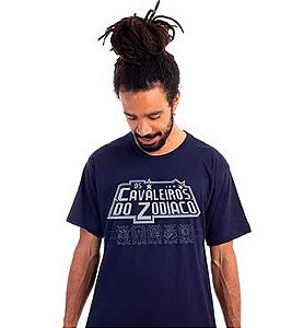 Camiseta Cavaleiros do Zodiaco Logo Azul Marinho - Piticas - PP