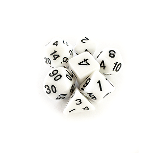 Dados RPG: Opaco Branco e Preto Central Dice
