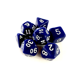 Dados RPG: Opaco Azul e Branco Central Dice
