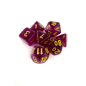 Dados RPG: Glitter Roxo e Dourado Central Dice
