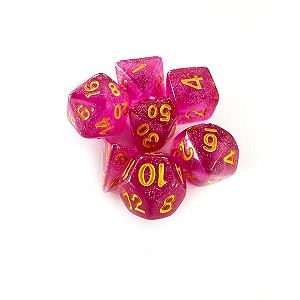 Dados RPG: Glitter Rosa e Dourado Central Dice