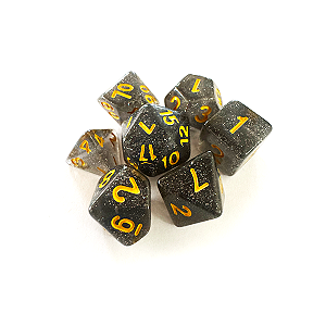 Dados RPG: Glitter Fumaca e Dourado Central Dice