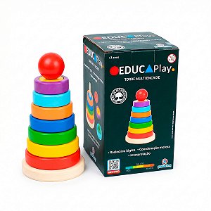 Polibrinq Brinquedo Educativo Torre Multi Encaixe Madeira