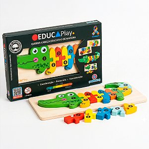 Educaplay Quebra Cabeça Madeira Formas Jacaré Polibrinq