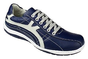 Sapatênis Masculino Azul Couro Bovino Ranster Franca Sapatênis Masculino Azul Couro Bovino Ranster Franca