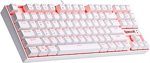 Teclado Mecânico Gamer Redragon, Kumara Lunar White Single Color Led Vermelho Switch Marrom - K552w-2