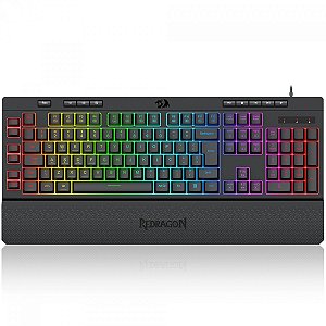 Teclado Gamer Redragon Shiva V2, RGB, USB, Membrana, ABNT2, Full Size, Preto, K512RGB V2
