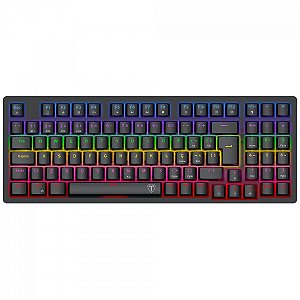 Teclado Mecânico Gamer T-Dagger Holysword, Rainbow, Wireless/Bluetooth, Switch Brown, ABNT2, Preto, T-TGK331-BR