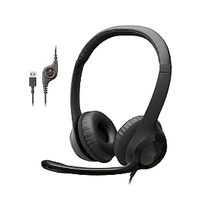 HEADSET COM FIO USB LOGITECH H390 COM ALMOFADAS, CONTROLES DE ÁUDIO 8492