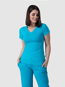 Conjunto Scrub Blusa e Calça Confort Dry Fit Feminino Turquesa