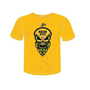 Camiseta Beer Run Amarela em Poliamida