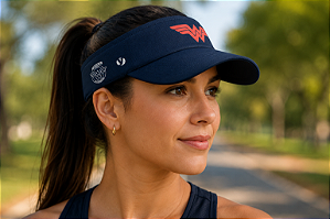 Viseira Corrida Mulher Maravilha Summer 2019 Azul logo salmão
