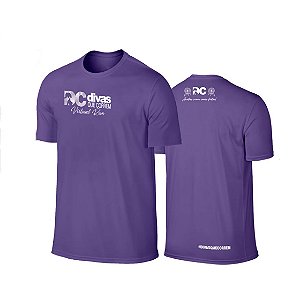 Camiseta Divas Que Correm Virtual Run Roxa Masculina em Poliamida.