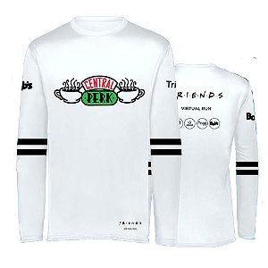 Camiseta FRIENDS Central Perk Manga Longa Branca em Poliéster