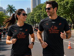 Camiseta Meia Maratona de São Paulo 2022 Preta em poliéster