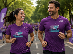 Camiseta Coffee Run Roxa em Poliéster
