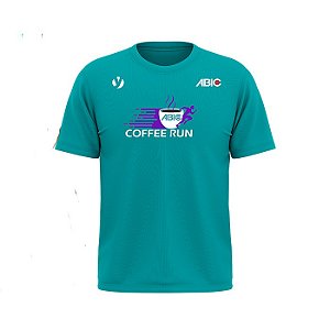 Camiseta Coffee Run Verde Turquesa em Poliéster