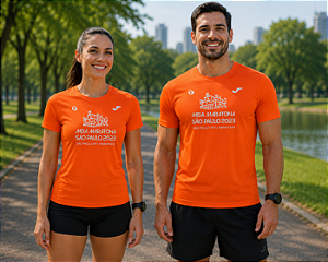Camiseta Meia Maratona de São Paulo 2023 Laranja em poliéster