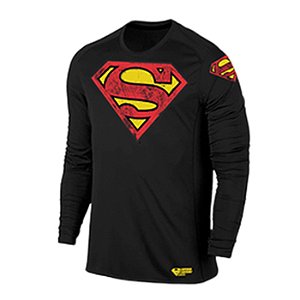 Camiseta Manga Longa SUPERMAN Preta em Poliéster