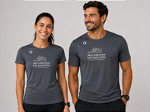 Camiseta 17ª Meia Maratona São Paulo - Sao Paulo Int'l Half Marathon 2024 Cinza 5K em Poliamida
