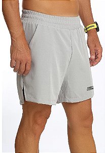 Bermuda Dupla de Compressão Mania de Corrida Cinza Masculina com Bolsos