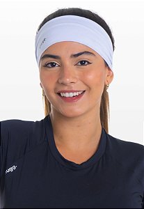 Faixa De Cabelo (Headband) Elástica Esportiva Larga Proteção Uv50+ Branca