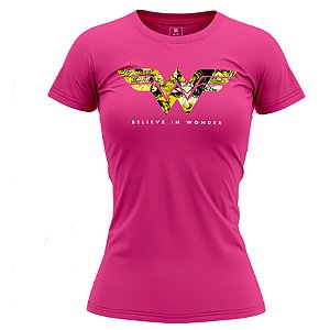 Camiseta Corrida Mulher Maravilha Rosa