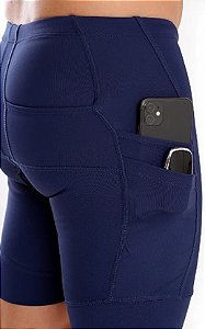 Bermuda de Compressão Masculina Mania de Corrida Marinho com 6 bolsos