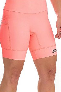 Bermuda Mania de Corrida de Alta Compressão Coral Feminina com bolsos (Zero Transparência)