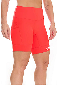 Bermuda Mania de Corrida de Alta Compressão Vermelha Feminina com bolsos (Zero Transparência)