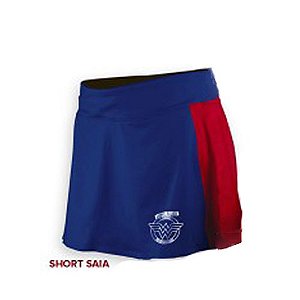 Shorts Saia Corrida Mulher Maravilha Azul e Vermelho - Produto Oficial Licenciado