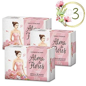 3 Sabonetes em Barra Alma de Flores Jasmim 130g Unidade