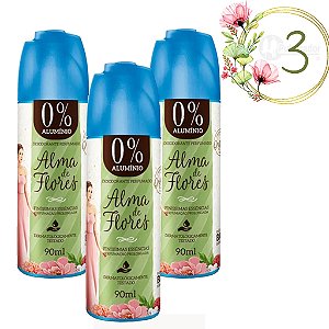 3 Desodorante Spray Alma de Flores Clássico 90 ml