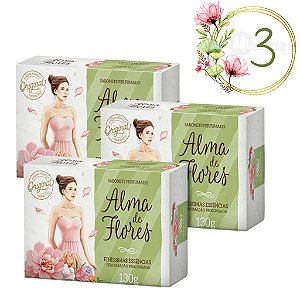 3 Sabonetes em Barra Alma de Flores Clássico Original 130g Unidade