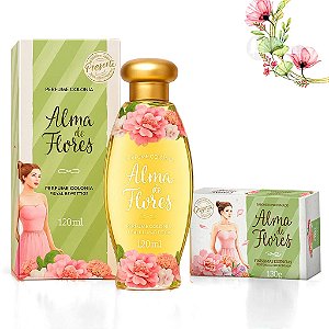 Kit Perfume Alma de Flores Clássico 120ml + Sabonete 130g | Presente Feminino Original