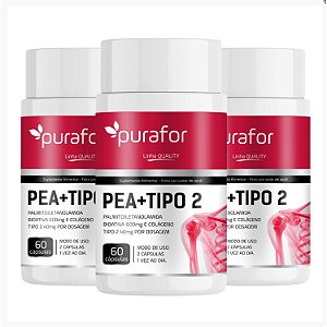 KIT 03 PEA 600 com Colágeno Tipo 2 I 60 caps Purafor