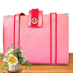 Bolsa Feminina Executiva Alça de Ombro C/Espaço Água - Rosa