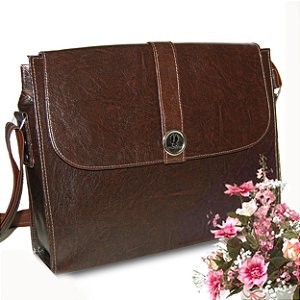 Bolsa Feminina Executiva Alça Transversal Grande, Notebook - café