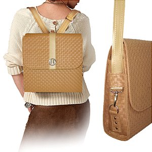 Mochila Carteiro Feminina Conversível Transforma em bolsa Espaço p/água MC-40 Caramelo