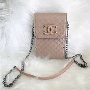 Bolsa Feminina pequena Mini Bag Porta Celular Chanel Bege