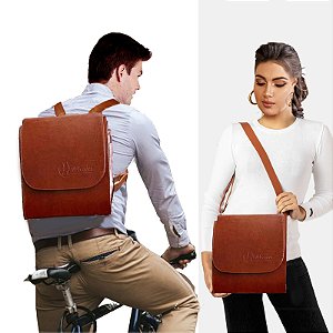Mochila / Carteiro Conversível Unissex Publicador - Marrom