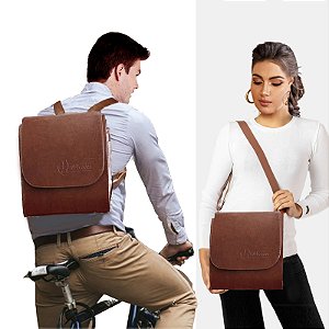 Mochila / Carteiro Conversível Unissex Publicador - Café