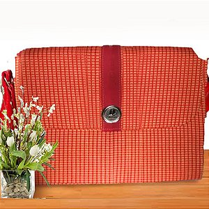 Bolsa Feminina Executiva Alça Transversal Grande, Notebook -Vermelha